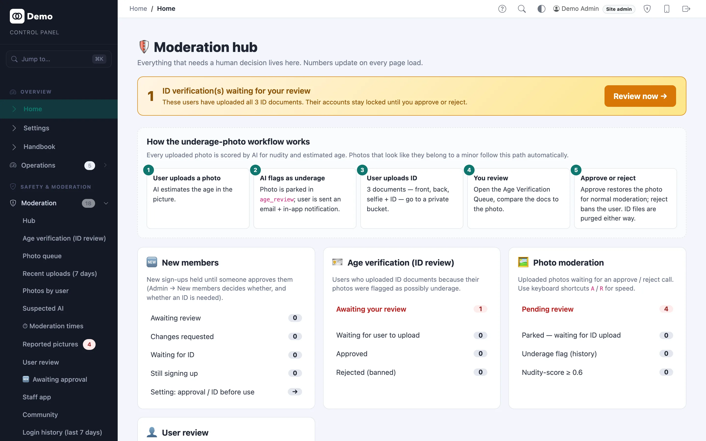 Moderation Hub — reports & appeals